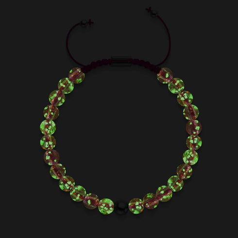 Rosenwasser x Magenta | Mini-Glühwürmchen-Glas-Makramee-Armband